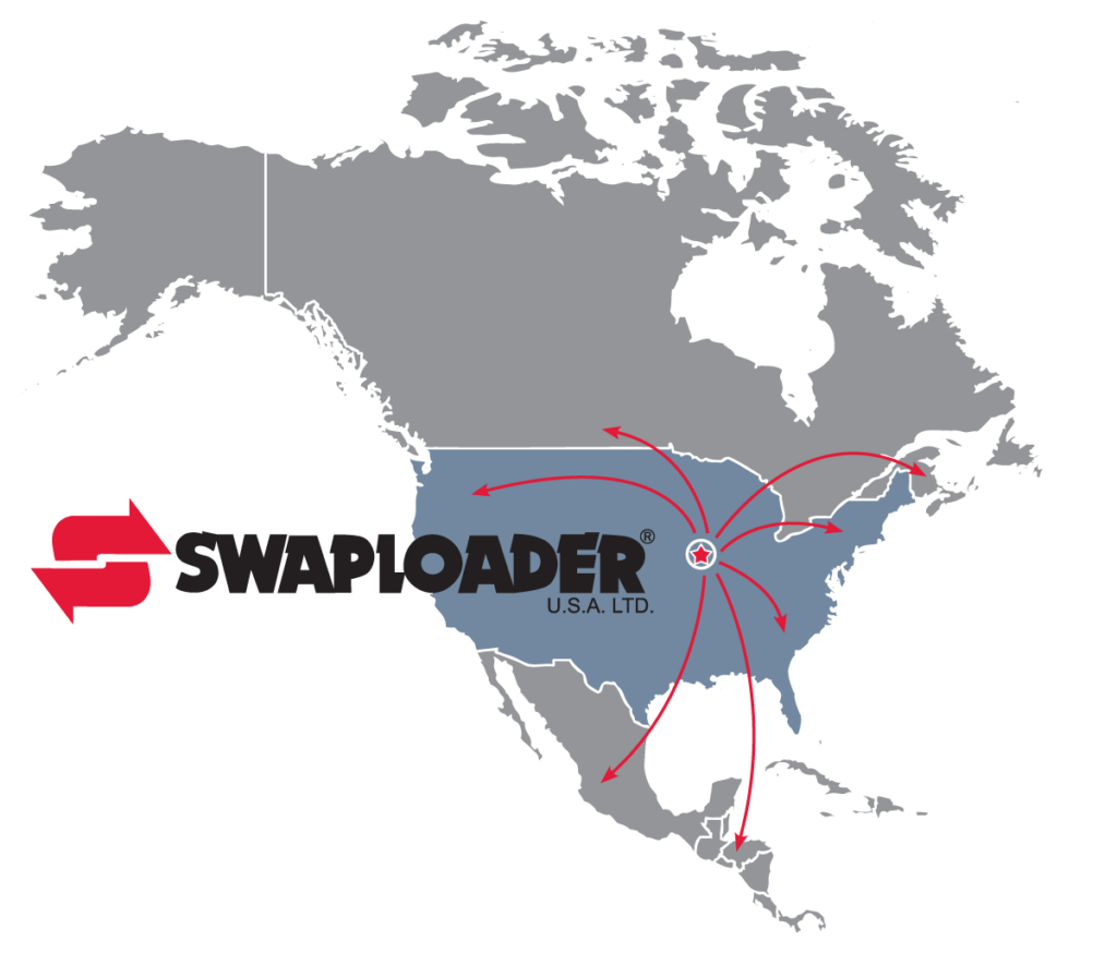 SwapLoader map with arrows pointing to Des Moines location