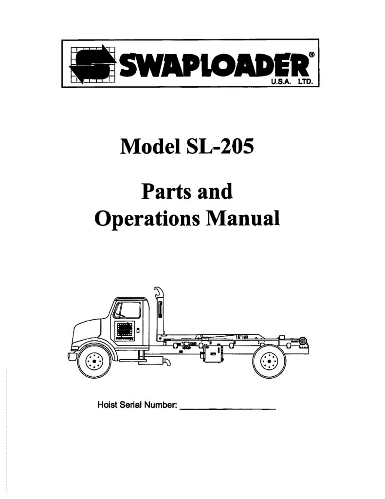 Thumbnail SL 205 Parts and Operations Manual