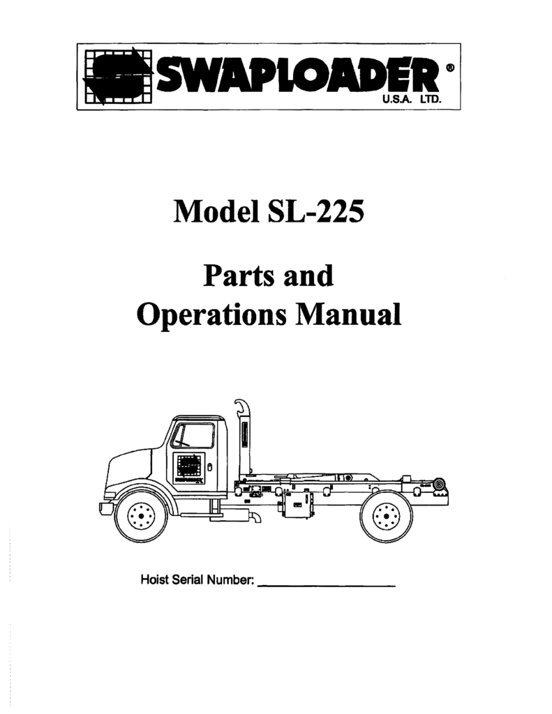 Thumbnail SL 225 Parts and Operations Manual